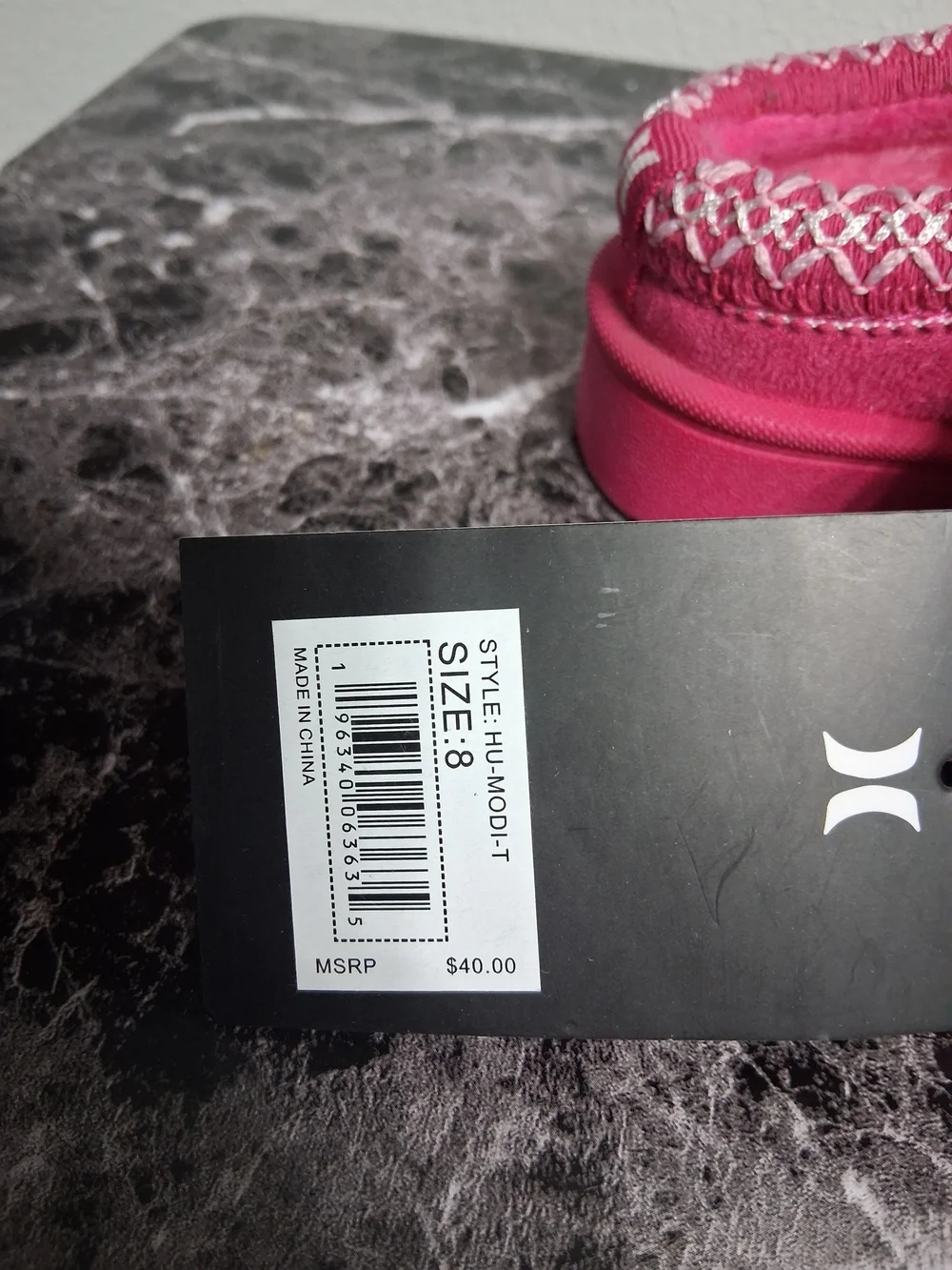 NWT'S Kids Hurley Pink Slip-On Cozy Slippers Size 8